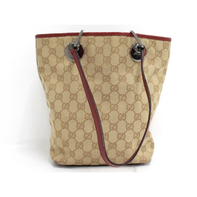 GUCCI - GUCCI トートバッグ GGキャンバス ベージュ ボルドー GUCCI - GUCCI トートバッグ GGキャンバス ベージュ ボルドー