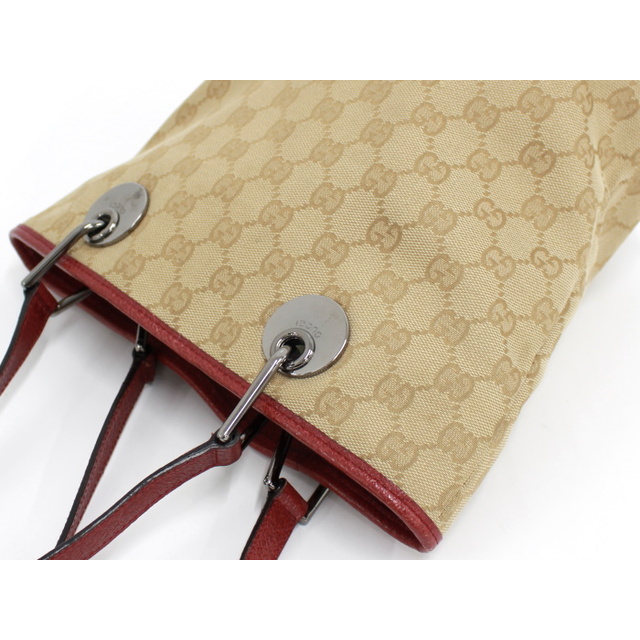 GUCCI - GUCCI トートバッグ GGキャンバス ベージュ ボルドー GUCCI - GUCCI トートバッグ GGキャンバス ベージュ ボルドー