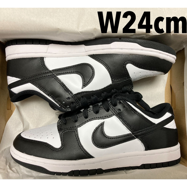 スニーカーNIKE WMNS DUNK LOW WHITE BLACK パンダ 24cm