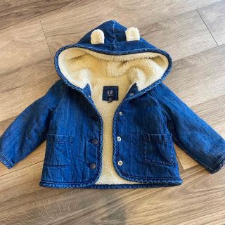 ベビーギャップ(babyGAP)のbaby GAP ベアー ボアコート デニム 80cm(ジャケット/コート)