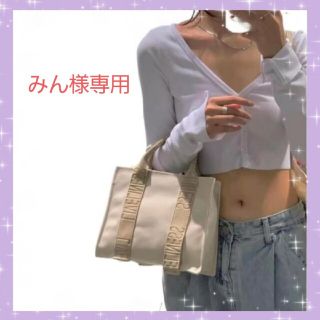 ザラ(ZARA)のZARA ロゴストラップ キャンバス ミニトートバック 2way ホワイト(トートバッグ)