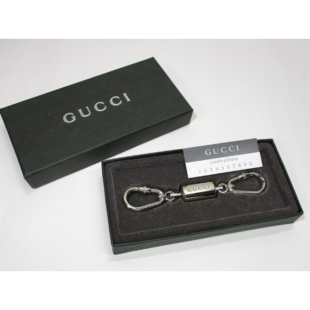 Gucci(グッチ)のGUCCI ダブル カラナビ キーホルダー キーリング シルバー メッキ GP レディースのファッション小物(キーホルダー)の商品写真