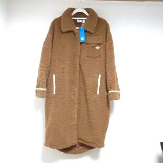 新品 アディダス ボア フリース ロング コート ジャケット 2XL 茶