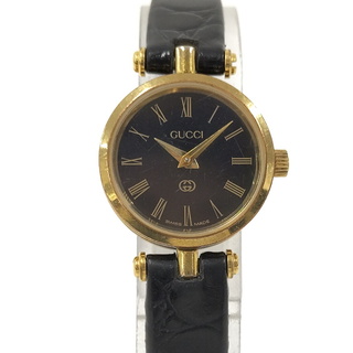 グッチ(Gucci)のGUCCI レディス時計 シェリーライン SS レザー ブラック ブラック文字盤(腕時計)