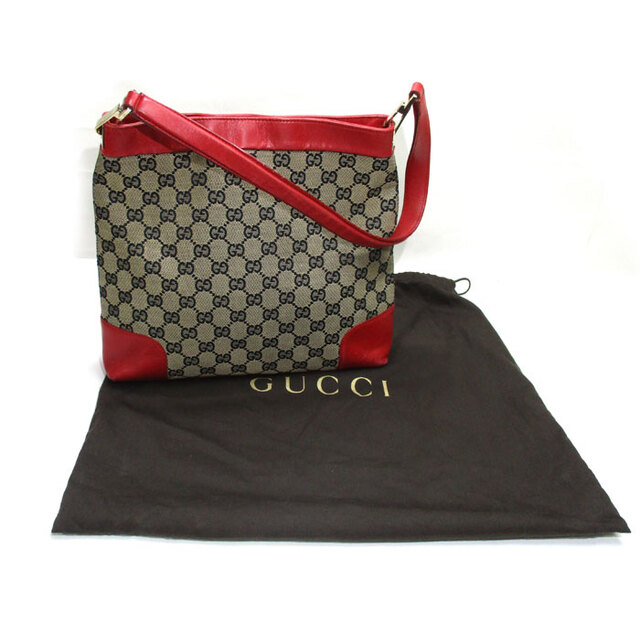 Gucci - GUCCI ワンショルダーバッグ GGキャンバス レザー レッド