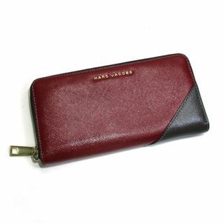 マークジェイコブス(MARC JACOBS)のMARC JACOBS ラウンドファスナー長財布 レザー レッド グレー(財布)