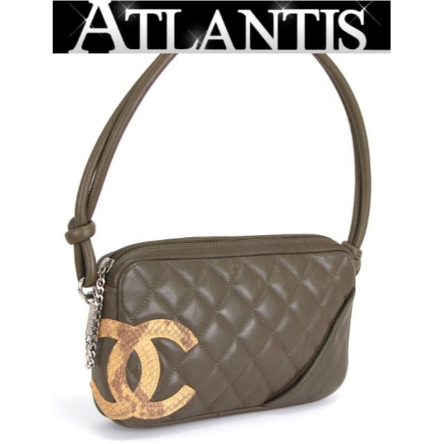 高級素材使用ブランド CHANEL - カーキ【58730】 パイソン ポーチ ミニハンドバッグ カンボン シャネル ハンドバッグ 高級素材使用ブランド CHANEL - カーキ【58730】 パイソン ポーチ ミニハンドバッグ カンボン シャネル ハンドバッグ