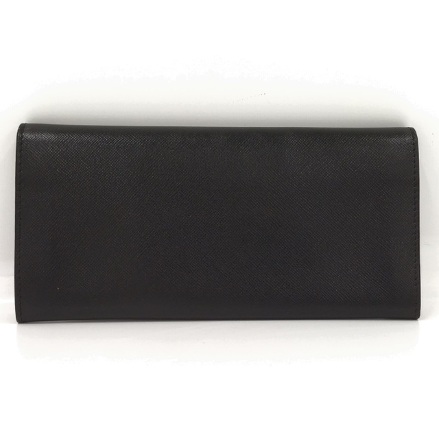 PRADA - PRADA 二つ折り長財布 サフィアーノ レザー ブラック PRADA - PRADA 二つ折り長財布 サフィアーノ レザー ブラック