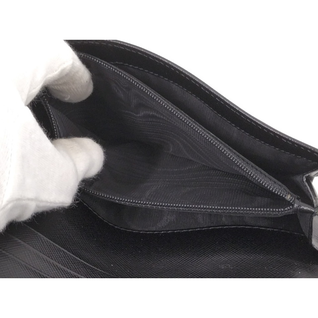 PRADA - PRADA 二つ折り長財布 サフィアーノ レザー ブラック PRADA - PRADA 二つ折り長財布 サフィアーノ レザー ブラック