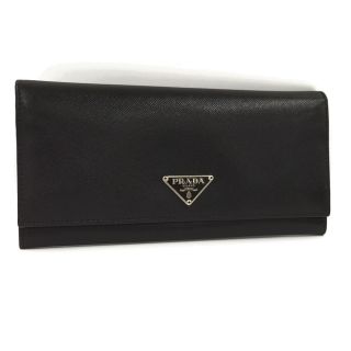 プラダ(PRADA)のPRADA 二つ折り長財布 サフィアーノ レザー ブラック M201A(財布)