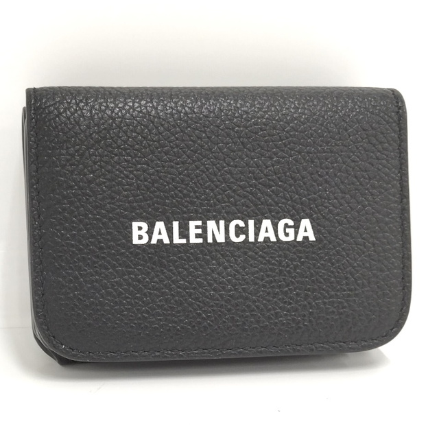 BALENCIAGA 三つ折り財布 コンパクト財布 ロゴ レザー ブラック 大人の
