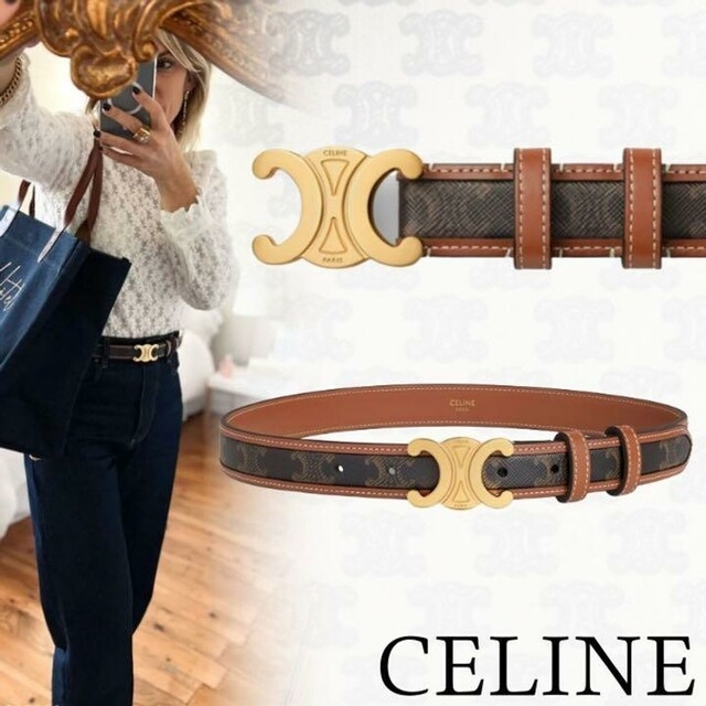 CELINEミディアム トリオンフベルトトリオンフキャンバス &カーフスキン- CELINEミディアム トリオンフベルトトリオンフキャンバス &カーフスキン-