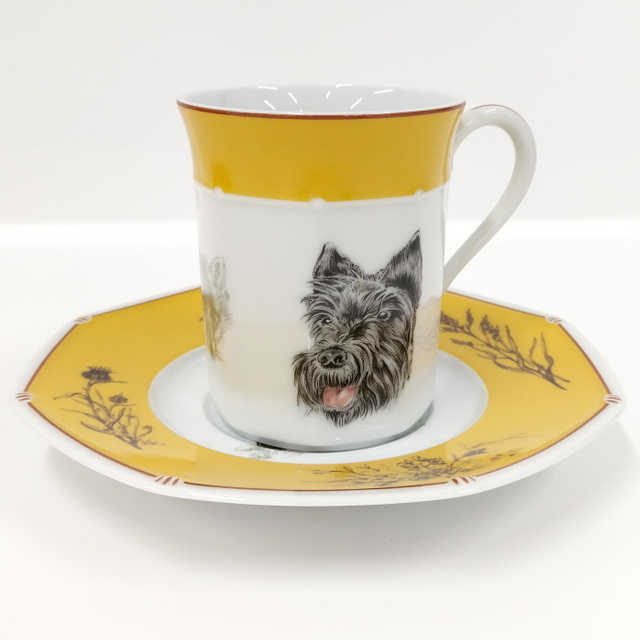 HERMES カップ＆ソーサー コーヒーカップ 犬 スコッチテリア ホワイト