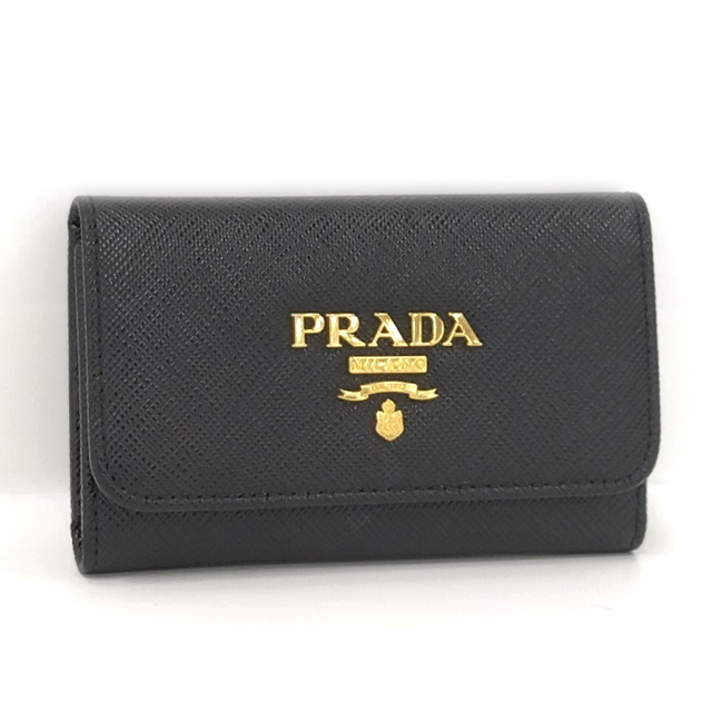 PRADA 4連キーケース サフィアーノ レザー ブラック 1PG004