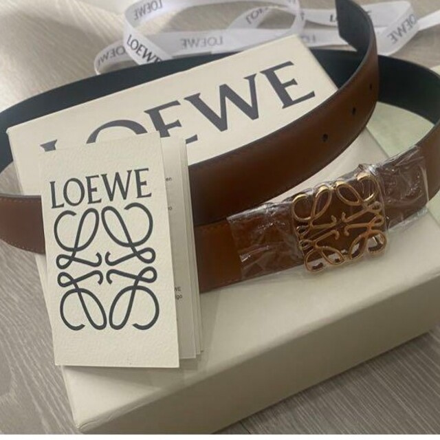 msk様専用LOEWE リバーシブル レザーベルト 80サイズ(タン/ブラック)-