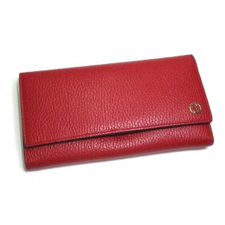 グッチ(Gucci)のGUCCI 二つ折り 長財布 インターロッキングG レザー レッド 449279(財布)