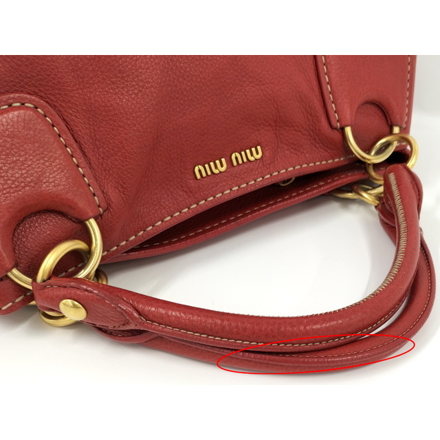 miu miu トートバッグ レザー 革 レッド 5