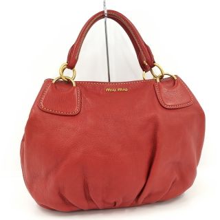 ミュウミュウ(miumiu)のmiu miu トートバッグ レザー 革 レッド(トートバッグ)