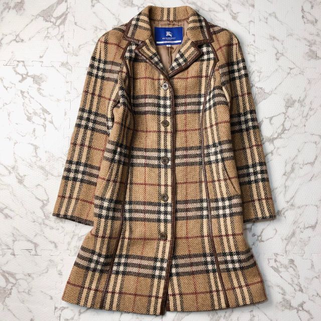 ✨良品✨ バーバリーブルーレーベル ノヴァチェック ウール ロング ...