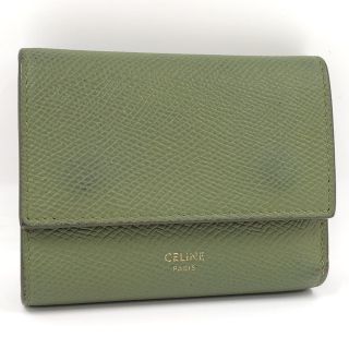 セリーヌ(celine)のCELINE スモール トリフォールド ウォレット レザー グリーン(財布)