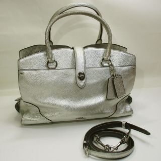 コーチ(COACH)のCOACH マーサーサッチェル30 2WAY ショルダーバッグ レザー シルバー(その他)