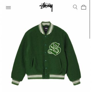 stussy スウェットブルゾン　グリーン　スタジャン