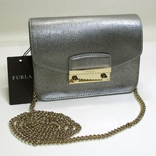 FURLA ジュリア ミニ チェーンショルダーバッグ レザー シルバー