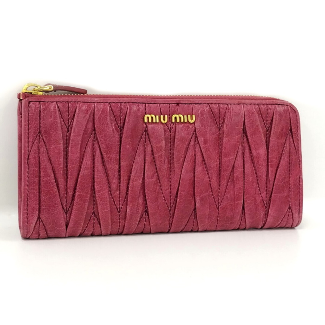 MIU MIU ラウンドファスナー長財布 マテラッセ レザー パープルピンク | フリマアプリ ラクマ