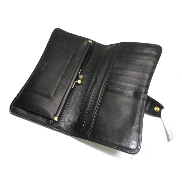 Bally - BALLY 二つ折り長財布 キルティング レザー ブラック ゴールド