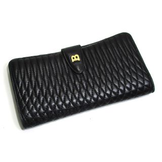 バリー(Bally)のBALLY 二つ折り長財布 キルティング レザー ブラック ゴールド金具(財布)