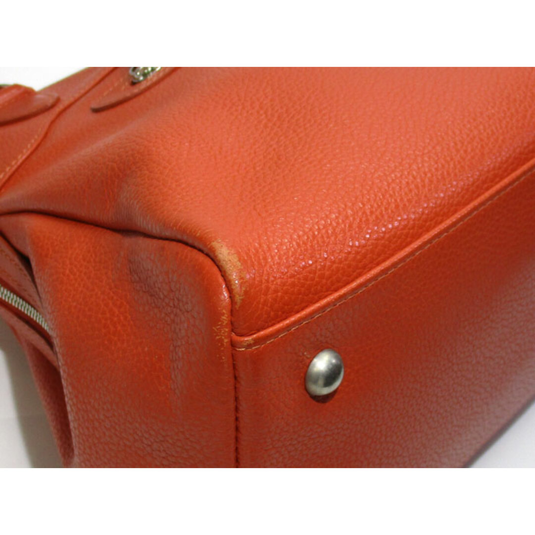 LONGCHAMP(ロンシャン)のLONGCHAMP ハンドバッグ 型押し レザー オレンジ系 レディースのバッグ(ハンドバッグ)の商品写真