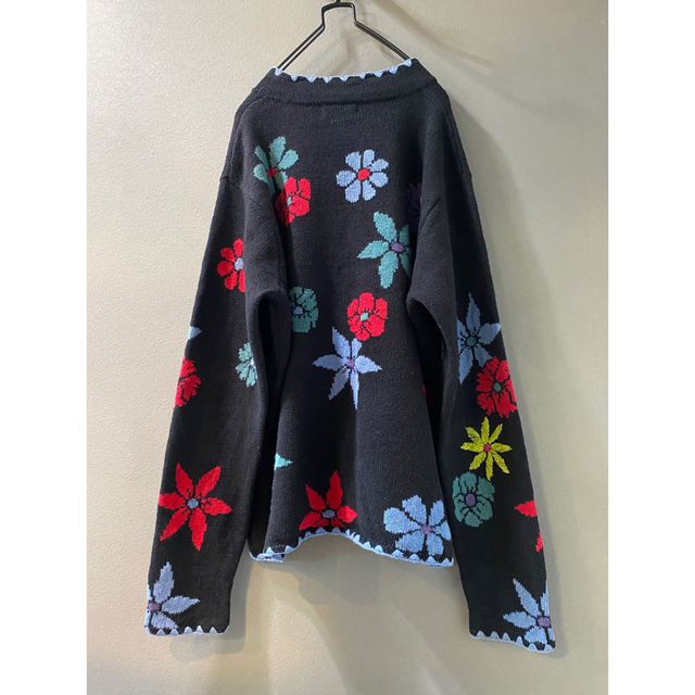 古着 ビンテージ 90s 花柄 刺繍 デザイン ニット カーディガン 希少 美