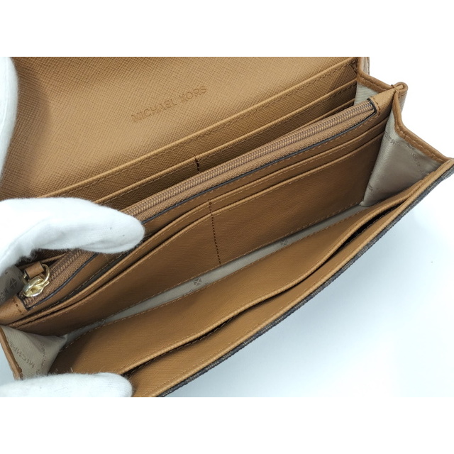 MICHAEL KORS 二つ折り長財布 シグネチャー PVC ブラウン