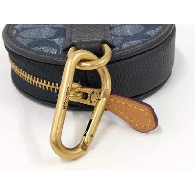 COACH コインケース 小銭入れ シグネチャー キャンバス レザー ネイビー