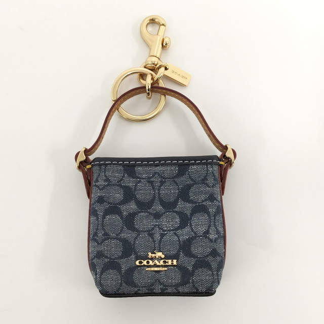 COACH ミニ ヴァル ダッフル バッグ チャーム シグネチャー シャンブレー