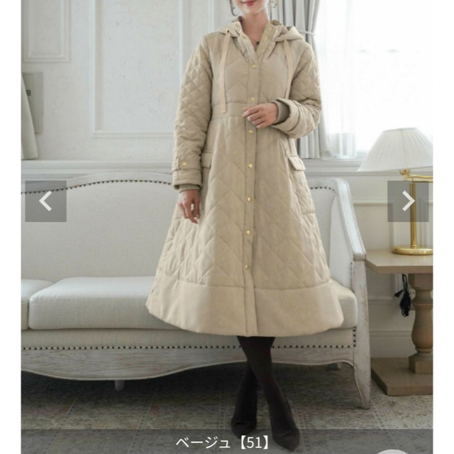 日本正規品 キルティングフェイクダウン ロングコート☆大人気完売の