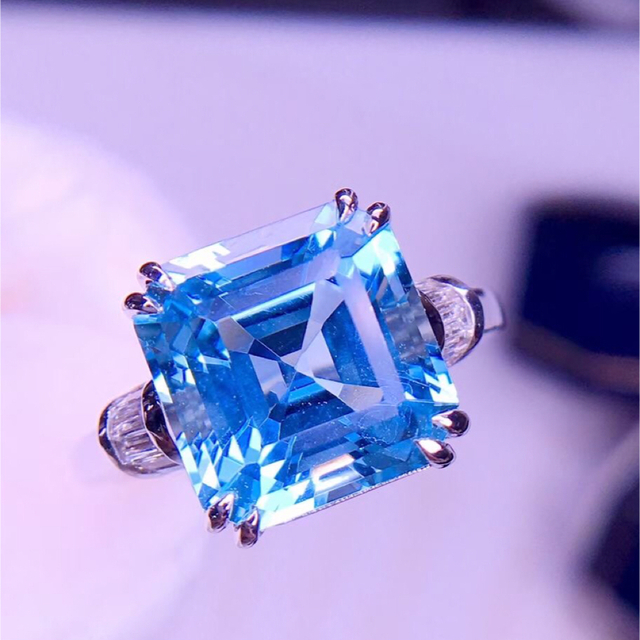 手数料安い 天然アクアマリン ダイヤ リング5.9ct k18 ¥ リング(指輪 ...