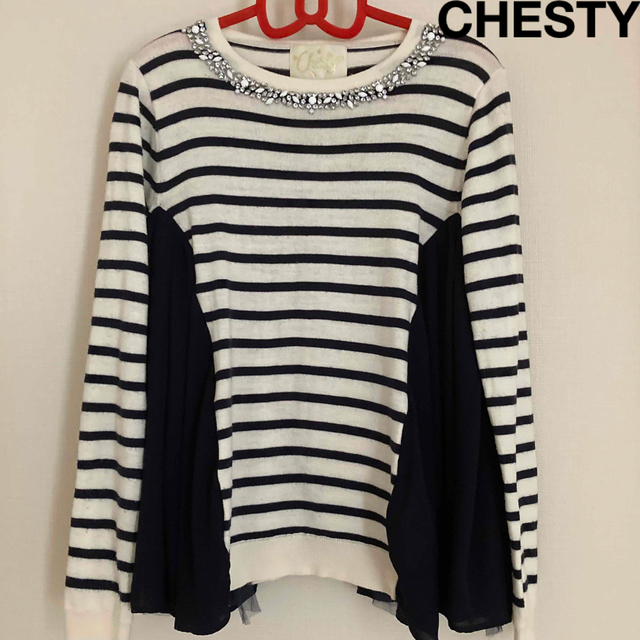 Chesty(チェスティ)のブランドCHESTY レディースボーダー柄ニットセーター　長袖トップス秋冬服 レディースのトップス(ニット/セーター)の商品写真