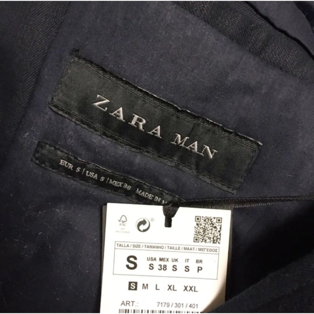 新品 ZARA MAN 中綿 スタンドカラー ネイビー コート メンズ