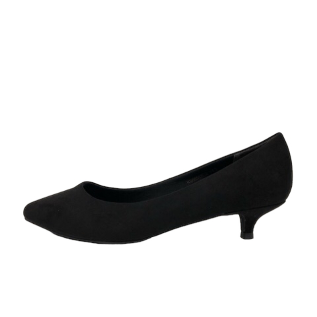 RANDA(ランダ)のランダ スエードパンプス ポインテッドトゥ コーンヒール 24.5 黒 レディースの靴/シューズ(ハイヒール/パンプス)の商品写真