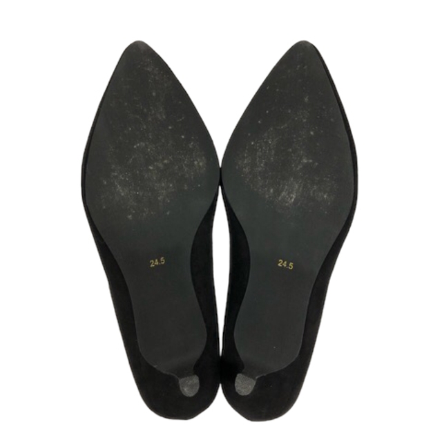RANDA(ランダ)のランダ スエードパンプス ポインテッドトゥ コーンヒール 24.5 黒 レディースの靴/シューズ(ハイヒール/パンプス)の商品写真