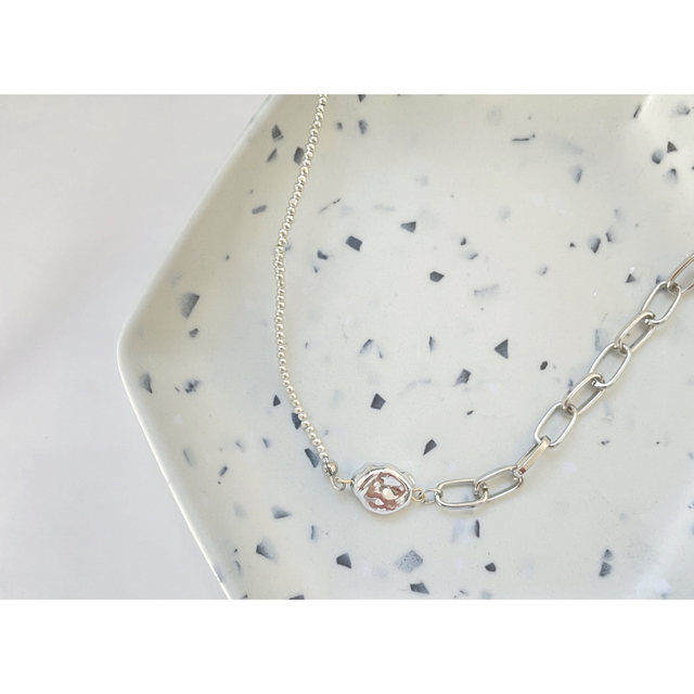 ZARA(ザラ)のno.147 silver chain beads necklace ハンドメイドのアクセサリー(ネックレス)の商品写真