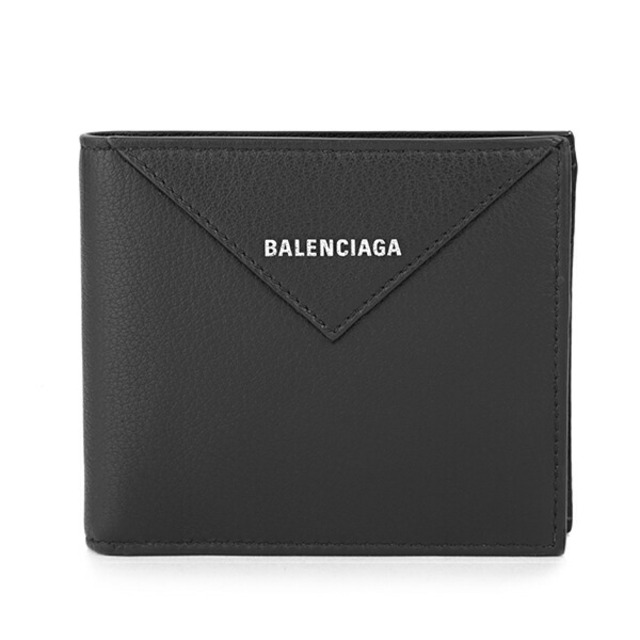 約95×115×2本体重量新品 バレンシアガ BALENCIAGA 2つ折り財布 パピエ ブラック