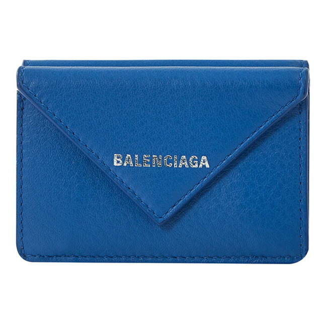 新品 バレンシアガ BALENCIAGA 3つ折り財布 パピエ ブルー