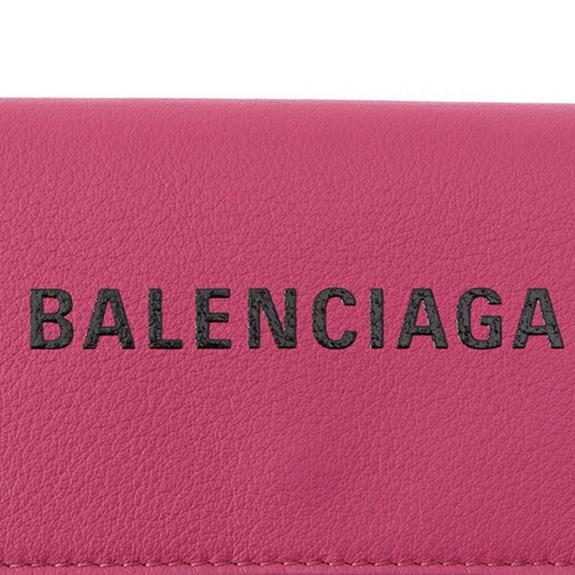 新品 バレンシアガ BALENCIAGA 3つ折り財布 エブリデイ フューシャピンク