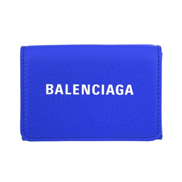 新品 バレンシアガ BALENCIAGA 3つ折り財布 エブリデイ ブルー