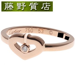 カルティエ(Cartier)の（美品）カルティエ CARTIER Cハート ダイヤ リング 1P 指輪 K18 PG × ダイヤ #53 B4078753 保証書 9093(リング(指輪))