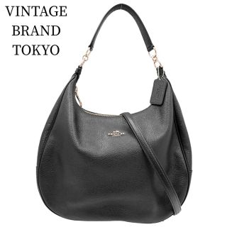 コーチ(COACH)のCOACH コーチ 2WAY ハーレーホーボー ハンドバッグ ショルダーバッグ 肩掛け 鞄 かばん F38259 レザー    ブラック 黒 ゴールド金具 レディース ギフト 美品【中古品】(ショルダーバッグ)