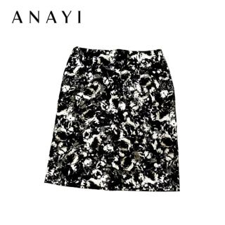 アナイ(ANAYI)の【美品】ANAYI アナイ 花柄 スカート タックスカート ブラック(ひざ丈スカート)