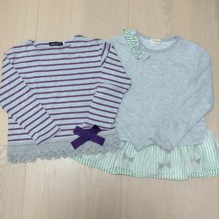 ベベ(BeBe)の専用べべ　ボーダーリボン＆トロワラパン　チュールフリル　長袖カットソー120cm(Tシャツ/カットソー)